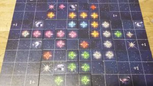 Bild: Spielplan Nova mit Spielkärtchen