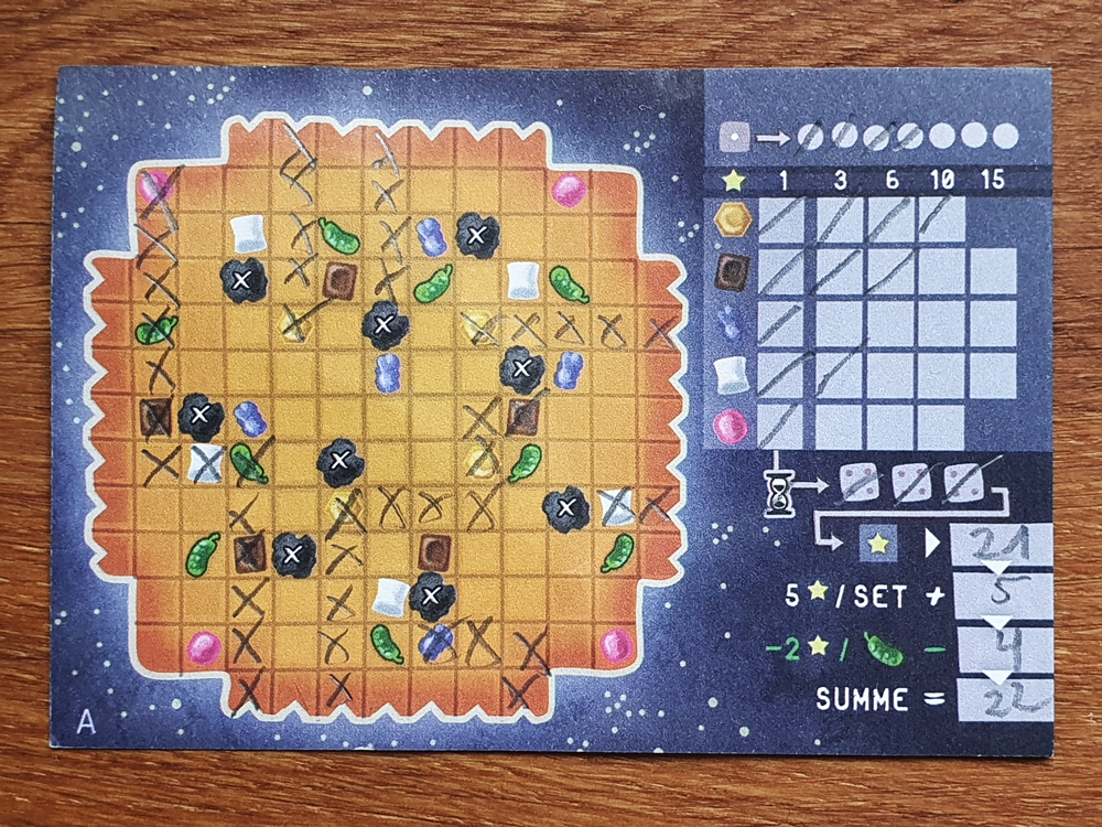 Ausgefüllter Spielblock von Honeymoon