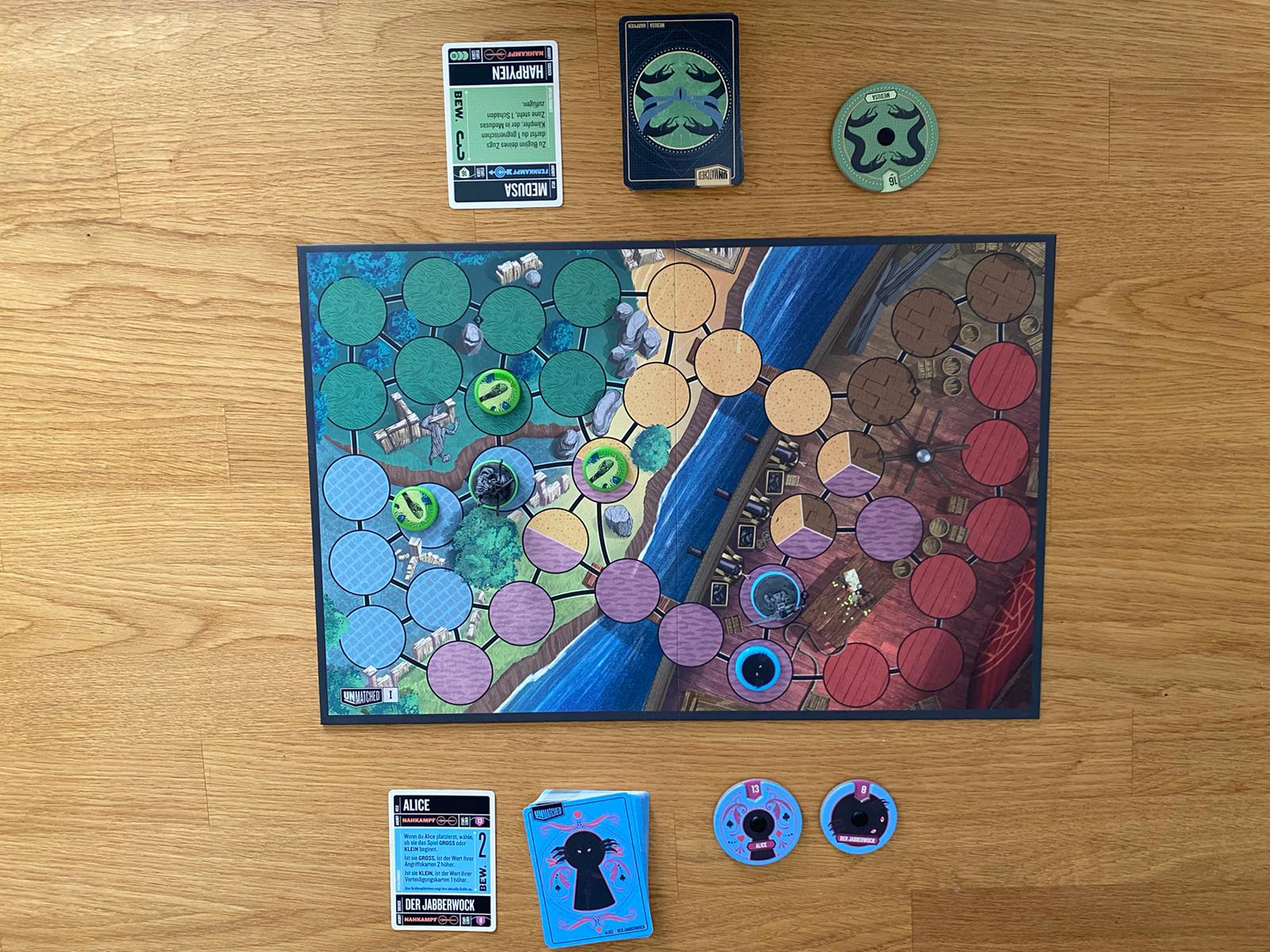 Zu sehen ist der Spielaufbau für 2 Spielende.