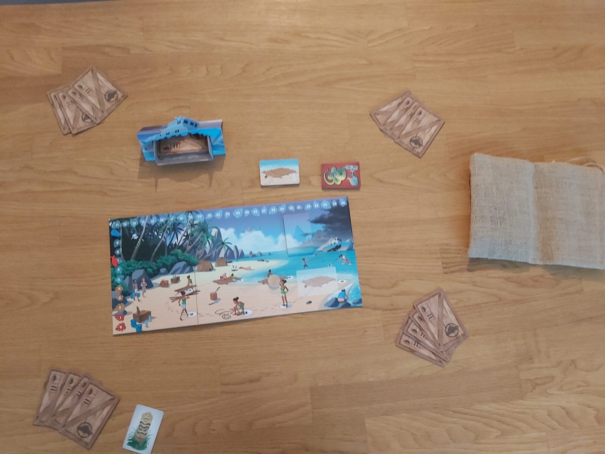 Spielaufbau von Hellapagos für 4 Spielende.