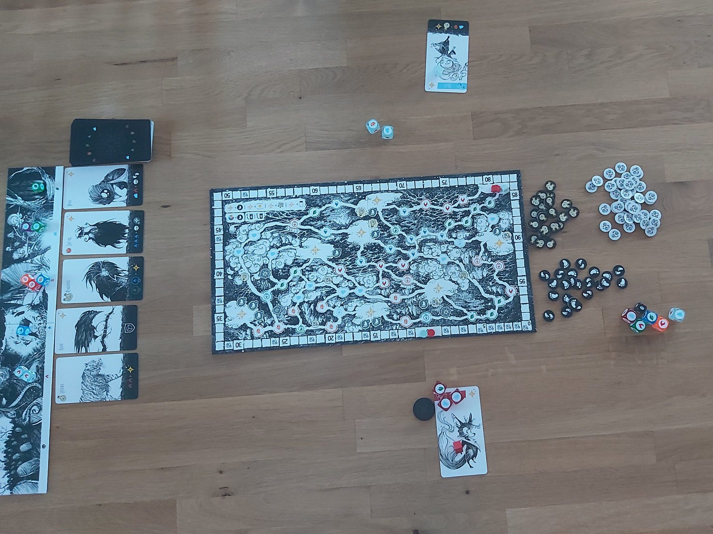 Zu sehen ist der Spielaufbau von Glow für 2 Spielende.