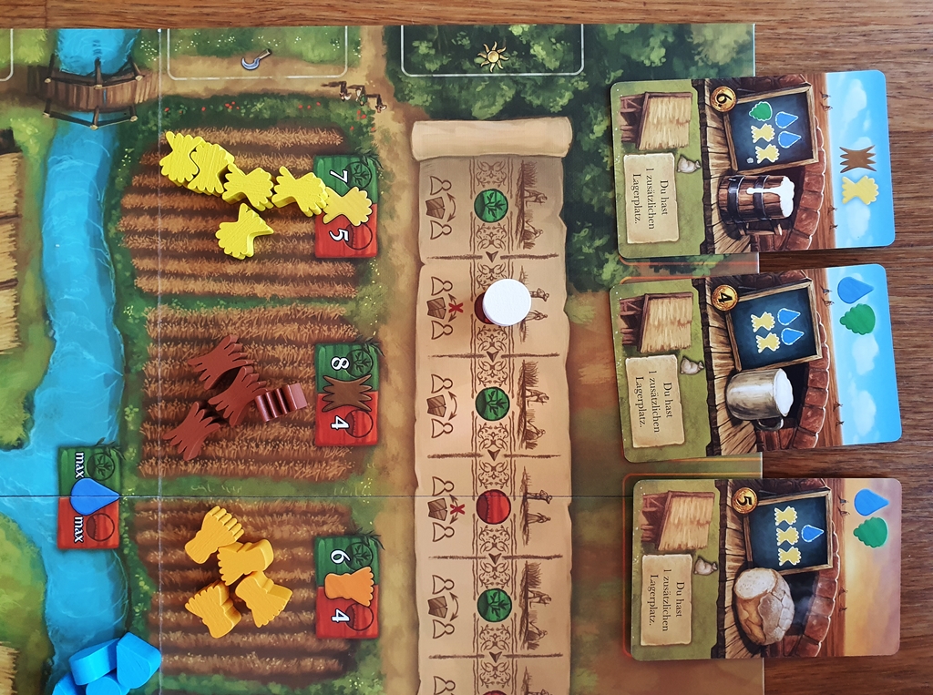 Teil des Spielplans mit Ressourcen und Karten