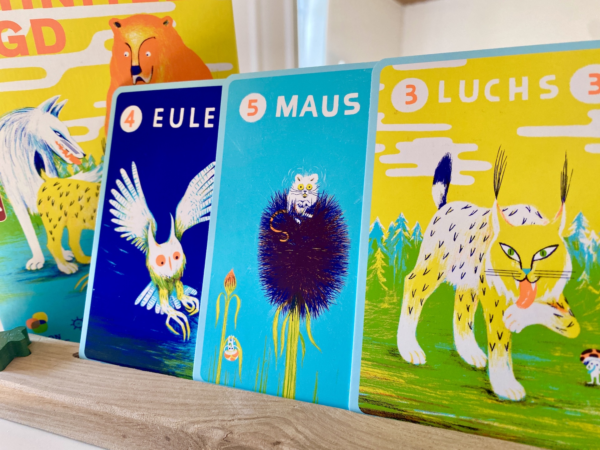 Die Karten der Maus, Eule und Luchs nebeneinander