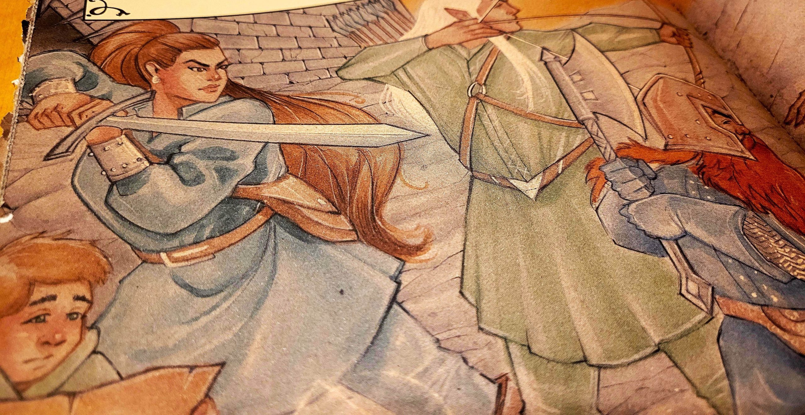 Illustration mit bewaffneten Figuren