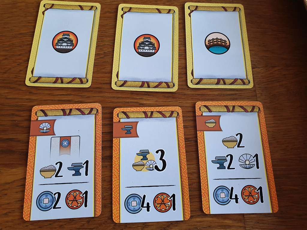 3 Sets von Startkarten beim 2-Personen-Spiel