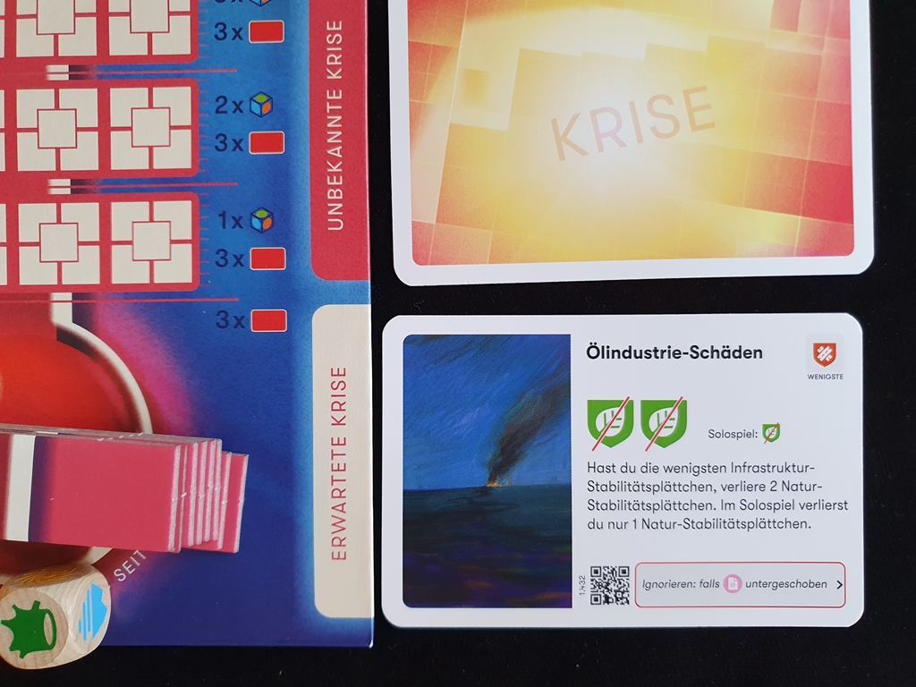 Eine der Krisen im Spiel offen ausgelegt - je schlechter es um den Planeten steht, desto mehr Krisen gibt es.