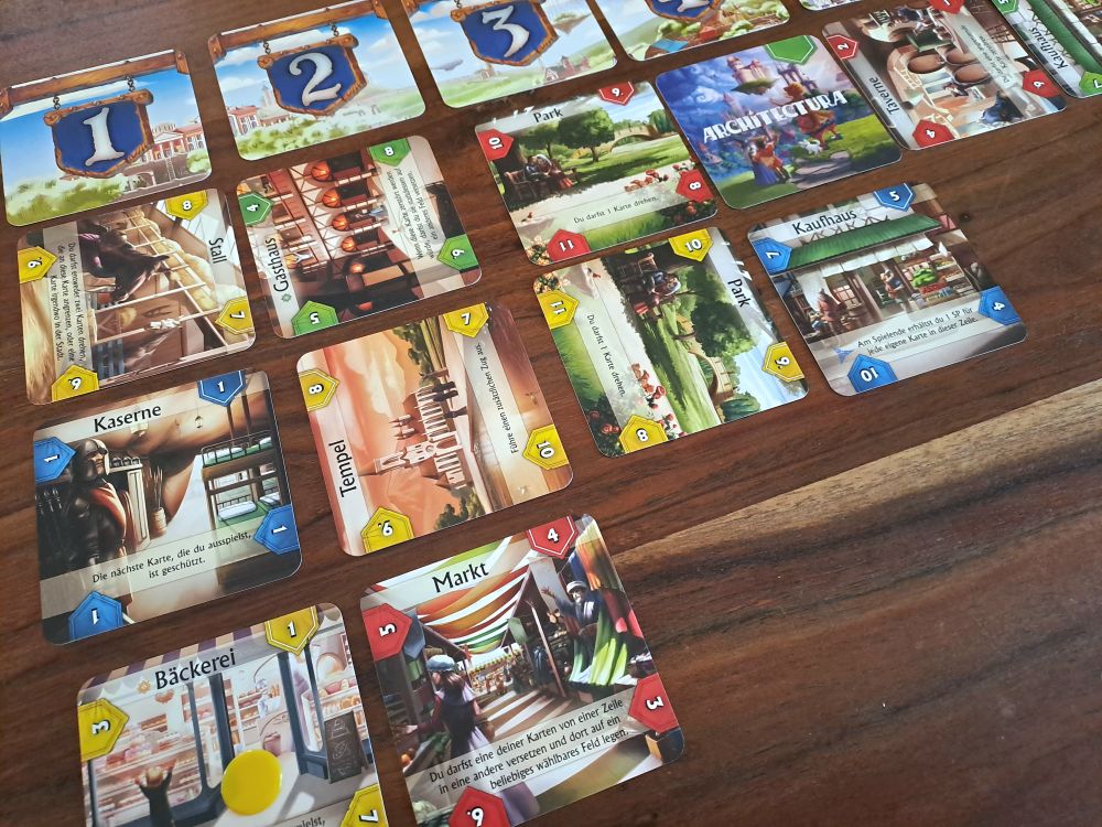 Spielsituation mit fortgeschrittener Kartenauslage