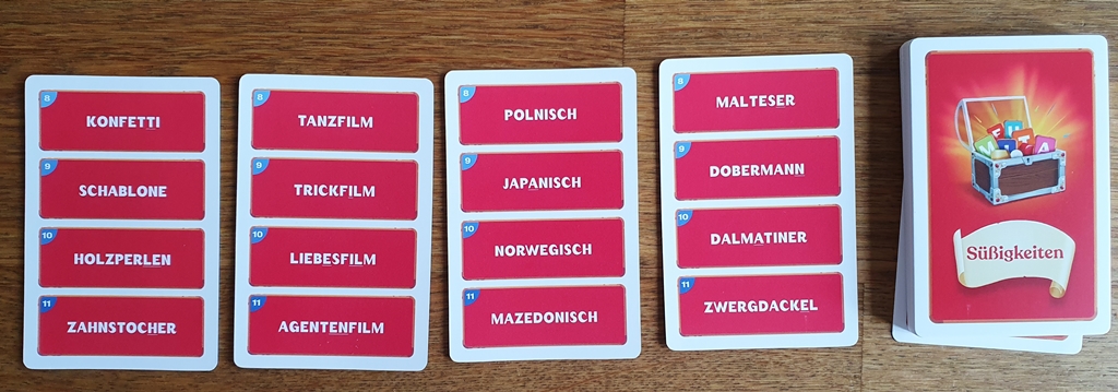 Vier Beispiele für Wortkarten