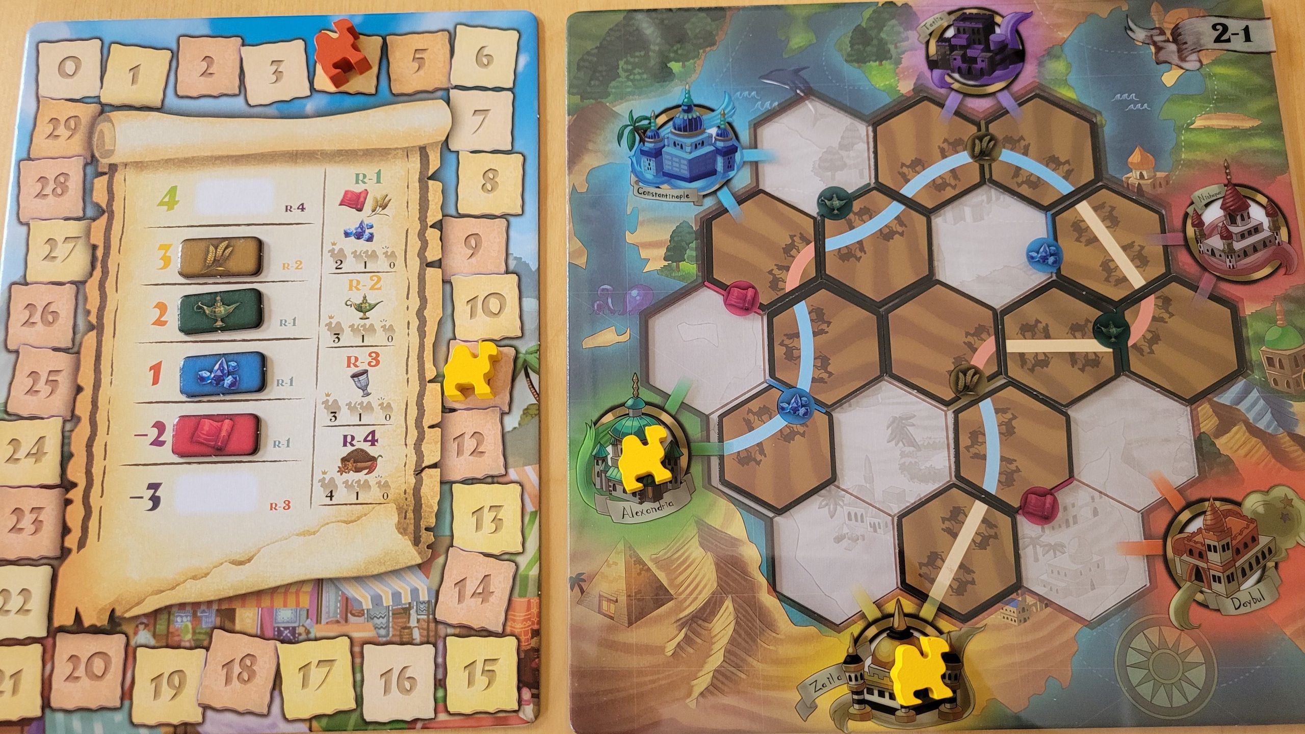 Die Auswertung anhand des Spielplans und der gelegten Wege