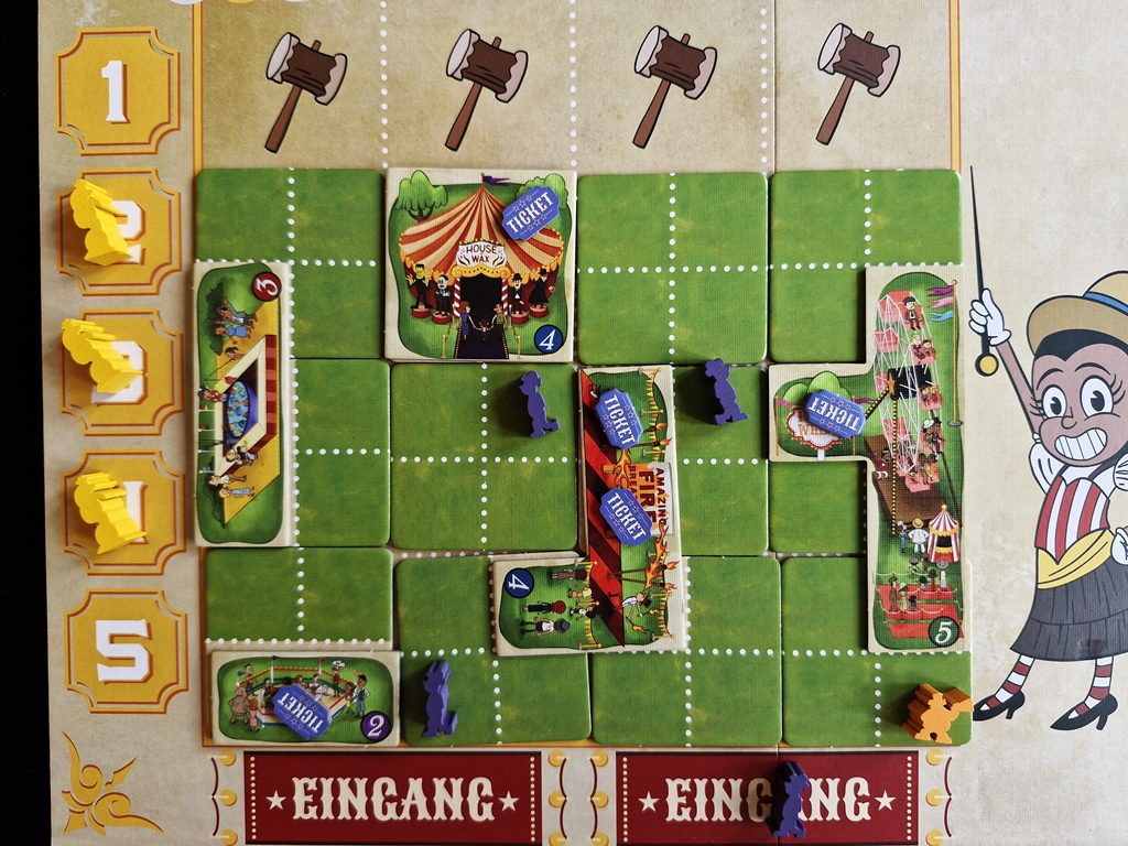 Das Tableau in fortgeschrittenem Spielstadium.