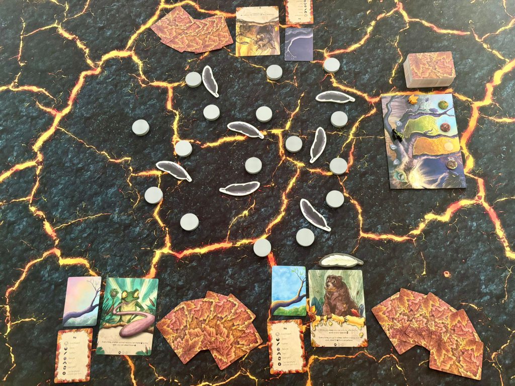 Ein möglicher Spielaufbau für 3 Personen