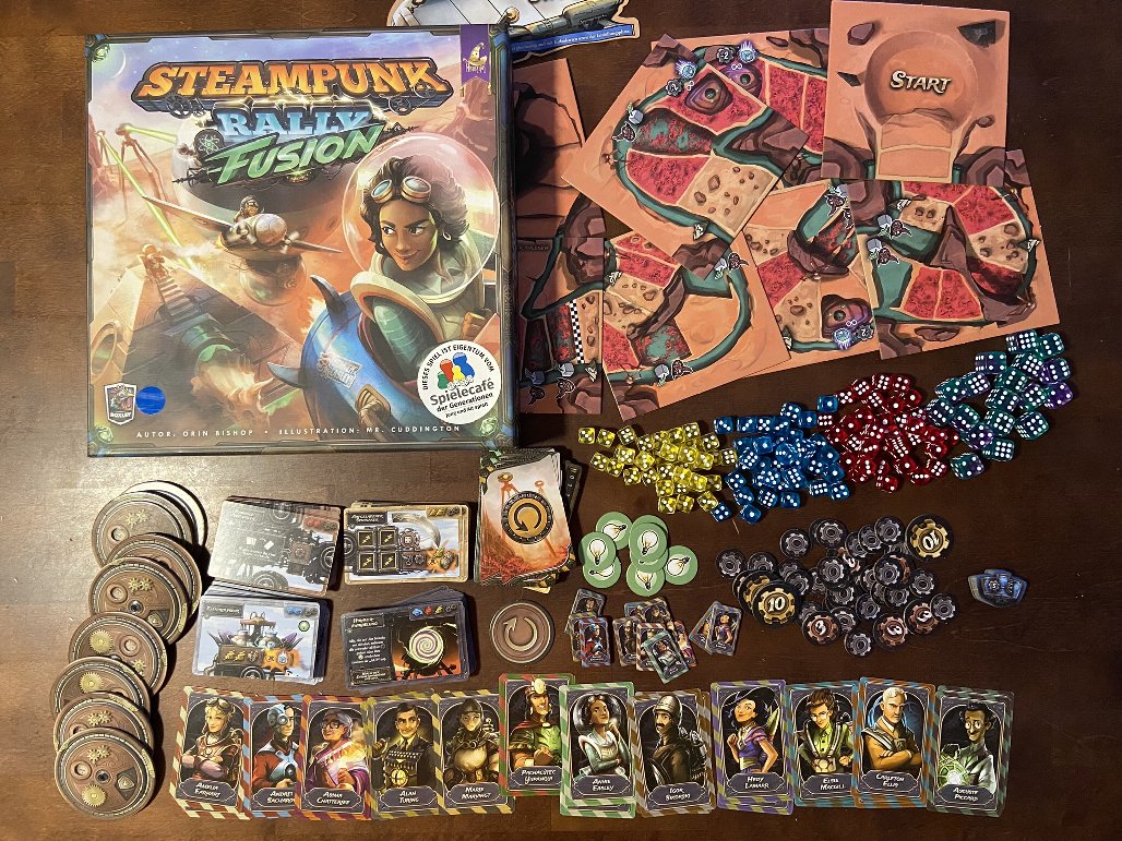 Karton und Spielmaterial: Steampunk Rally Fusion von Mirakulus