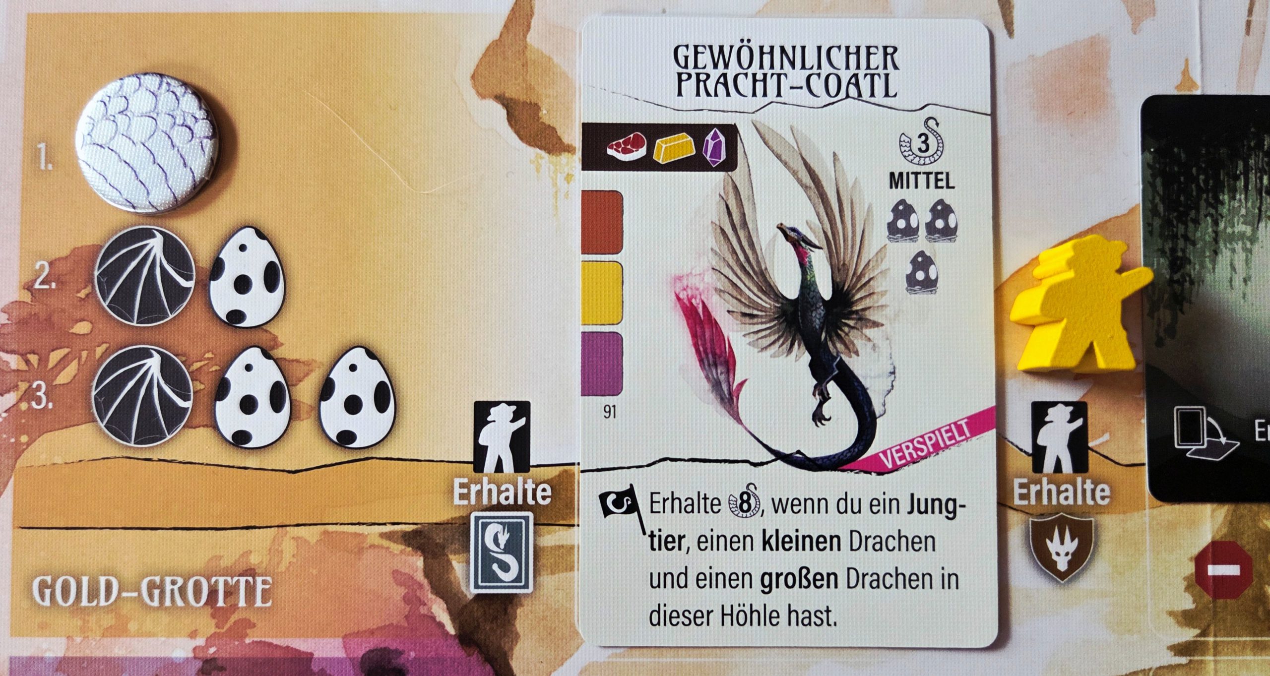 Zu sehen ist der Spielzug Höhle erforschen.