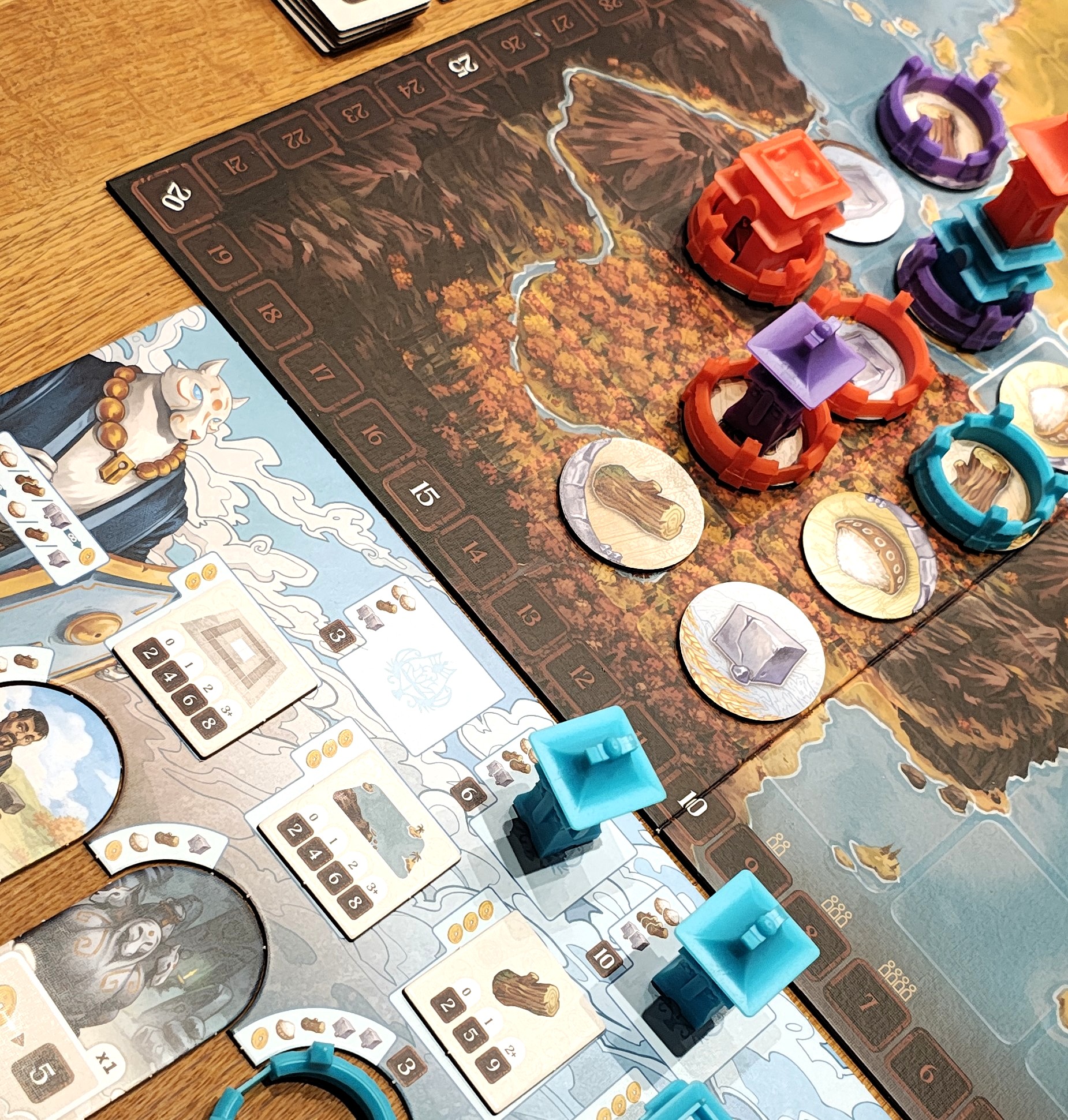 Deities von Mondoo Games: Spielsituation aus Sicht des blauen Spielers